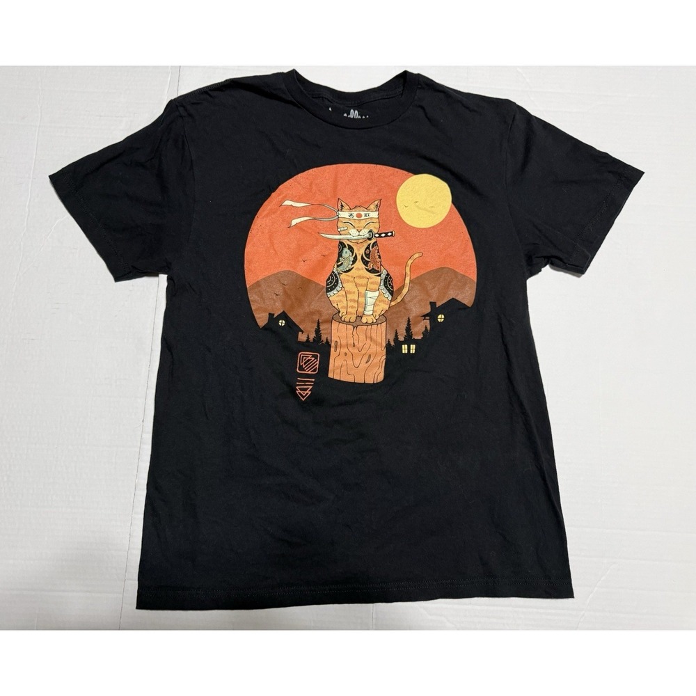 Threadless Cat-Tana Japanese Samurai Anime‎ T-shirt MED  Vincent Trinidad Manga